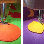 Detalles de costura del proceso de creación de un feltybook